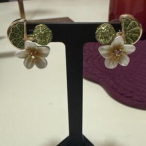 Betsy Johnson Tropical Lime Flower Earrings